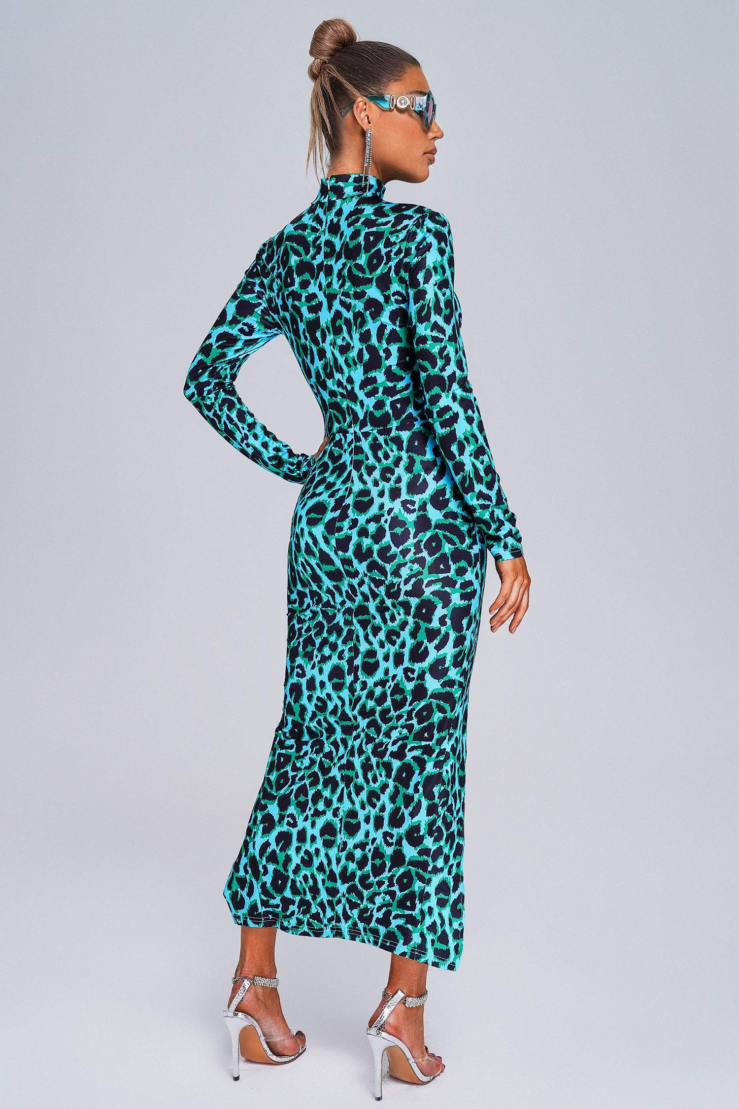 Saraja Leopard Slit Midi Dress
