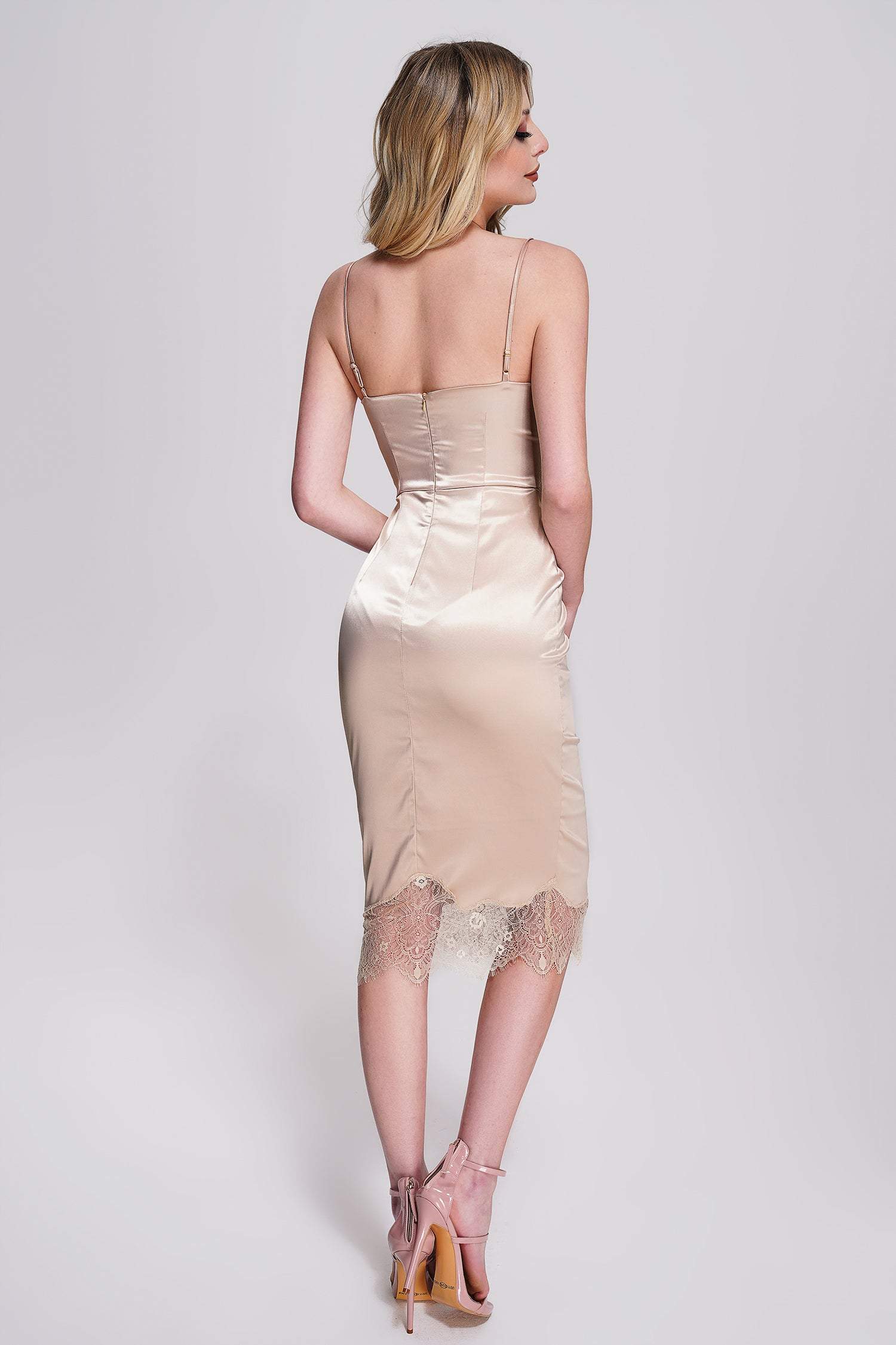 Yuyo Satin Lace Mini Dress