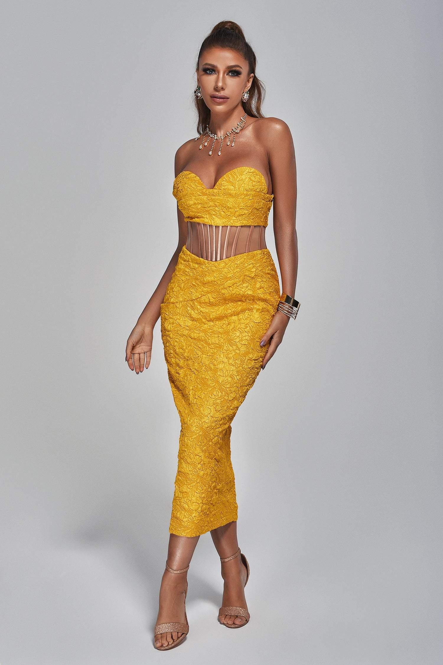 Angie Jacquard Midi Dress - Bellabarnett