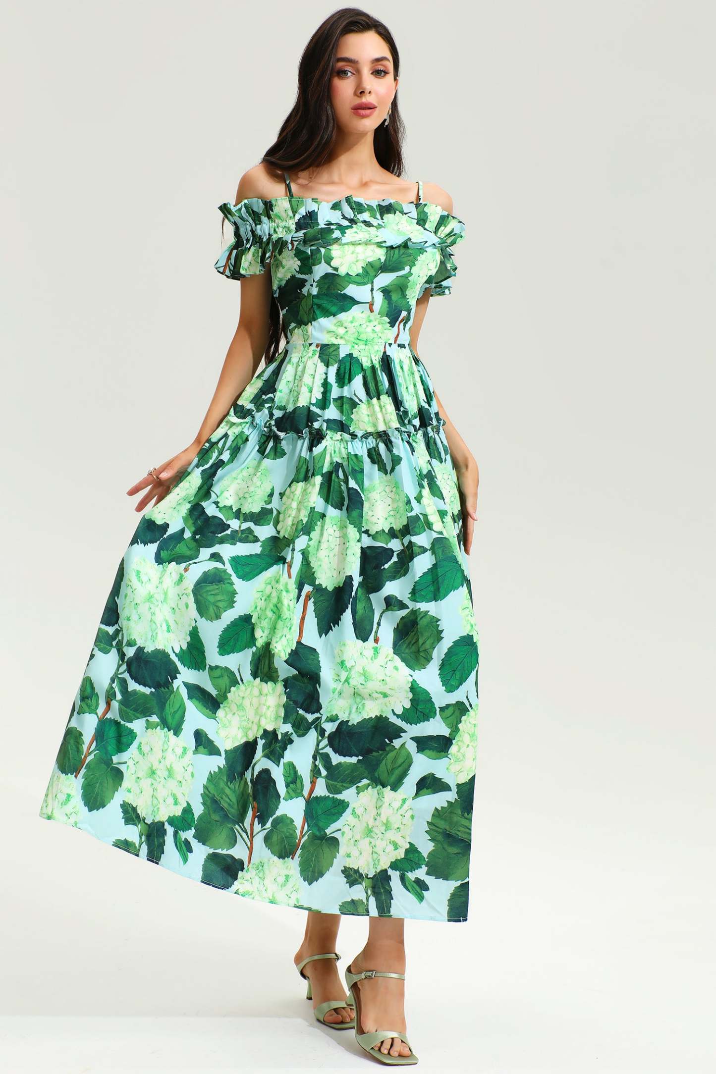 Printed Off-Shoulder Maxi Dress