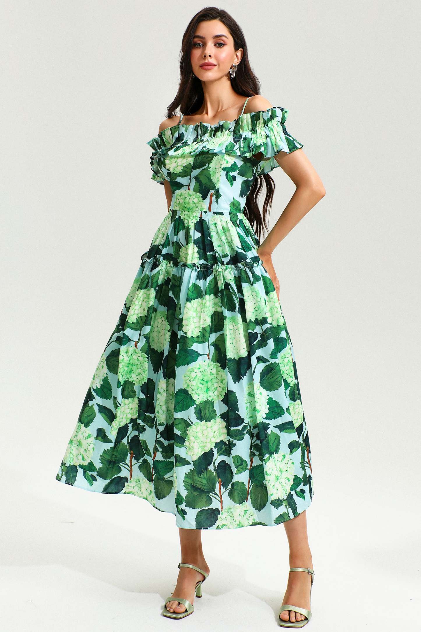 Printed Off-Shoulder Maxi Dress