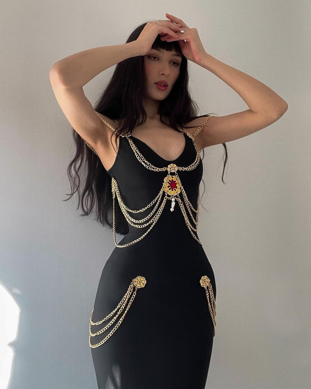 Metal Embellishment Bandage Maxi Dress