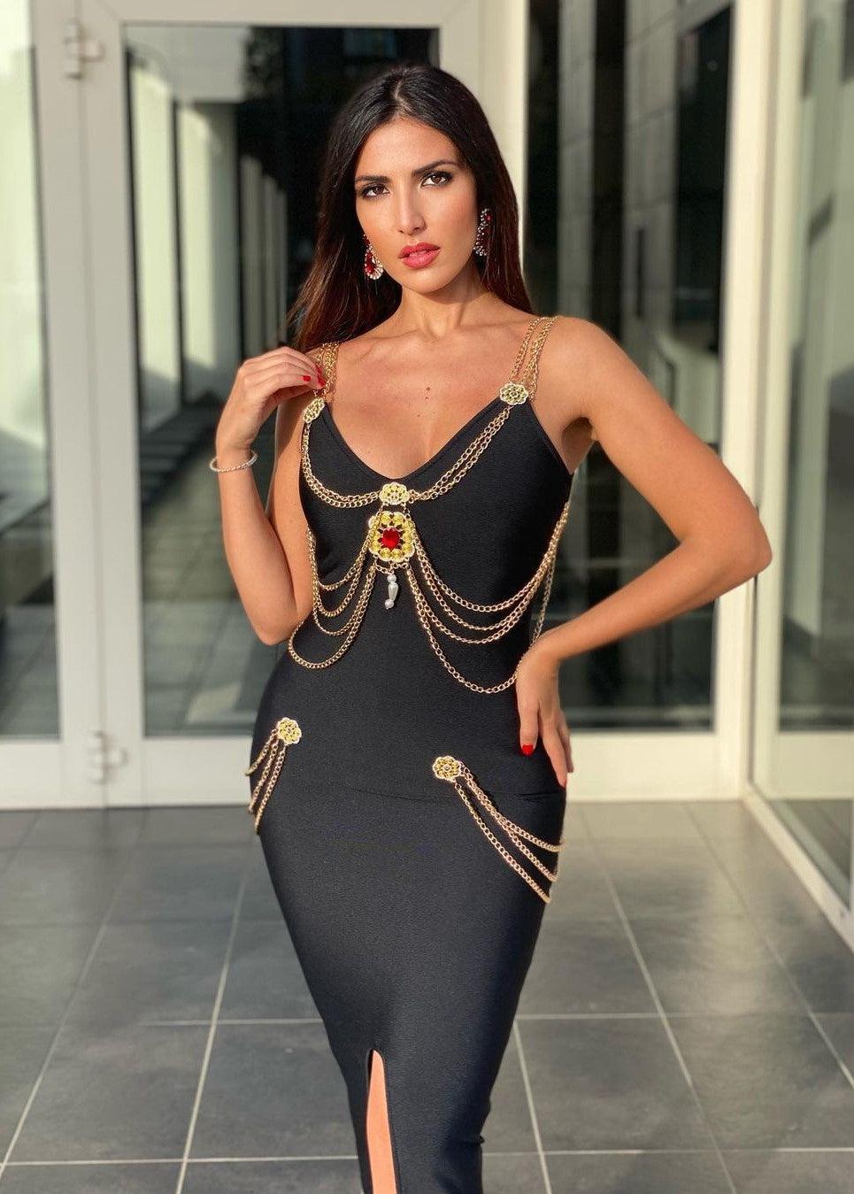 Sakina Metal Embellishment Maxi Dress - Bellabarnett