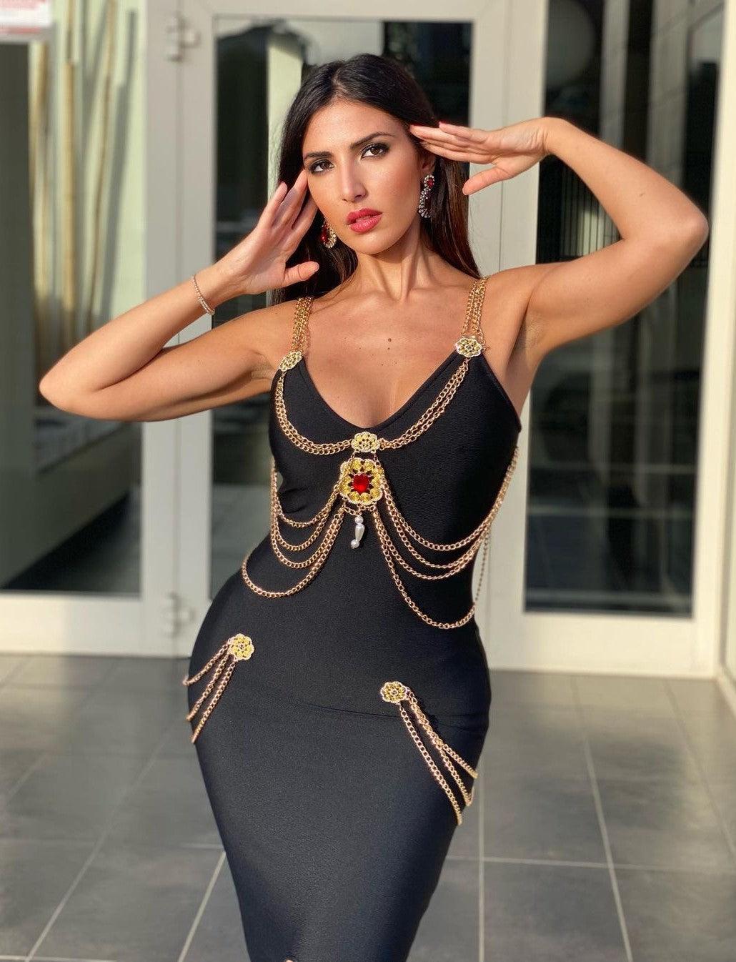 Sakina Metal Embellishment Maxi Dress - Bellabarnett