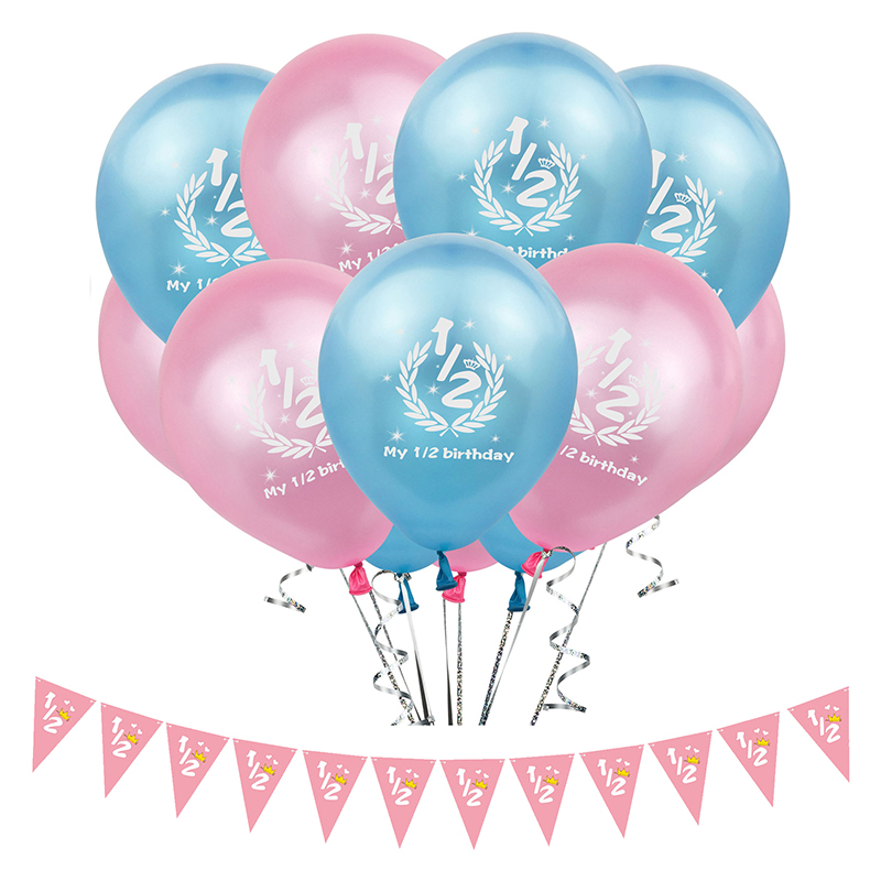 Half Birthday Balloon Decoration 1/2 Birthday Triangle Flag Banner Set
