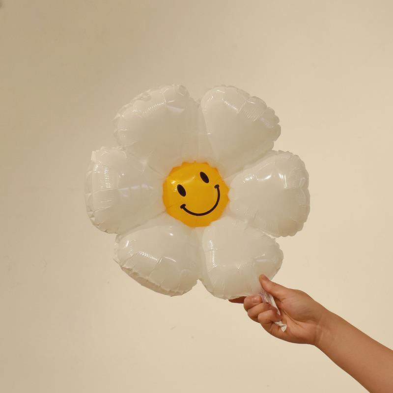 Daisy Balloons With Smiley Faces Colorful Foil Flower Balloons