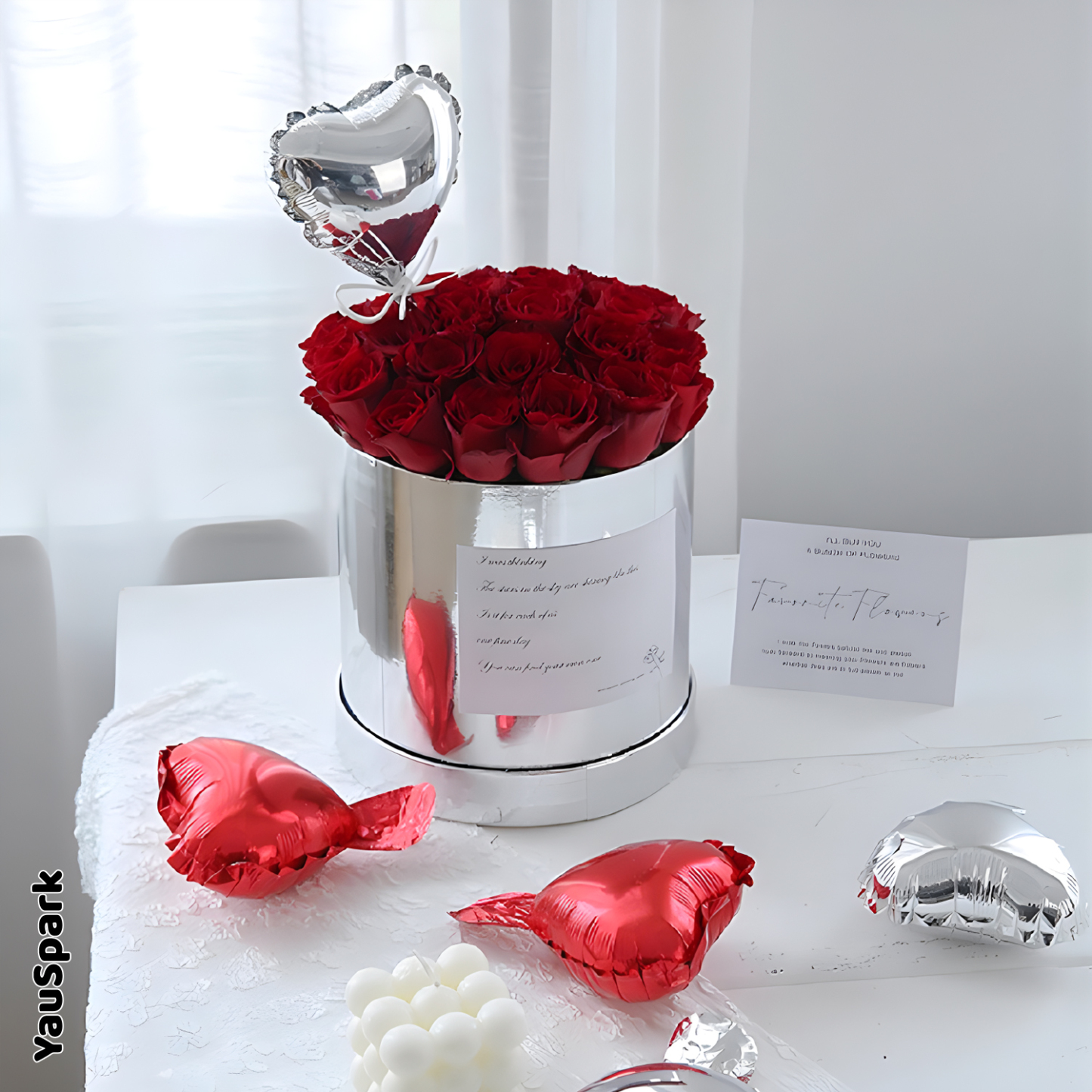 Heart aluminum foil balloon  5 inch 1 card per pack