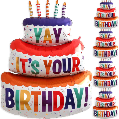 1ct,Large Happy Birthday Balloon Birthday Cake Foil Balloon Birthday Party Decoration
