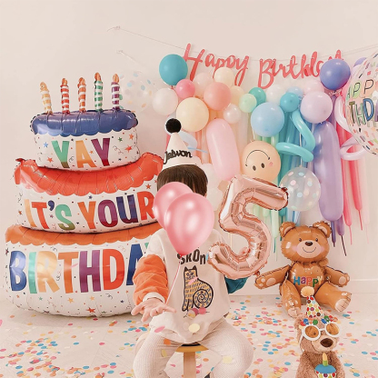 1ct,Large Happy Birthday Balloon Birthday Cake Foil Balloon Birthday Party Decoration