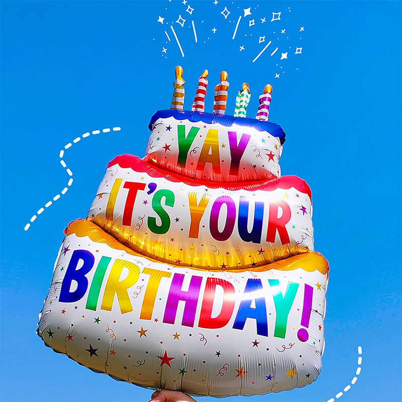 1ct,Large Happy Birthday Balloon Birthday Cake Foil Balloon Birthday Party Decoration