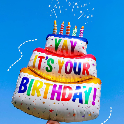 1ct,Large Happy Birthday Balloon Birthday Cake Foil Balloon Birthday Party Decoration