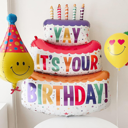 1ct,Large Happy Birthday Balloon Birthday Cake Foil Balloon Birthday Party Decoration