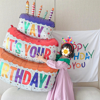1ct,Large Happy Birthday Balloon Birthday Cake Foil Balloon Birthday Party Decoration