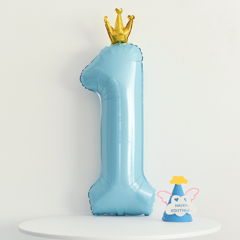 Blue Crown Number Balloon Birthday Party Decoration Number Balloon