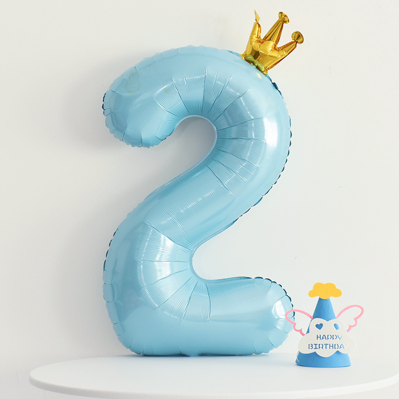 Blue Crown Number Balloon Birthday Party Decoration Number Balloon