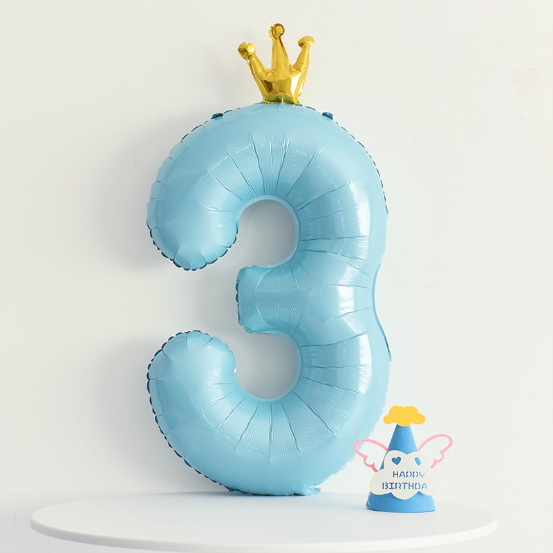 Blue Crown Number Balloon Birthday Party Decoration Number Balloon