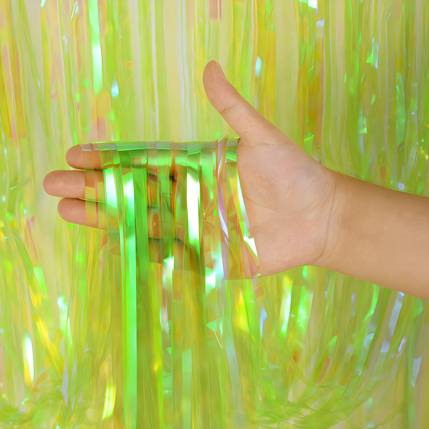 Neon Tassel Background Curtain Metal Wire Ribbon Party Decorations Colorful Rain Silk Curtain 1pc Bag-YauSpark