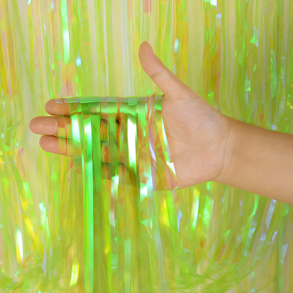 Neon Tassel Background Curtain Metal Wire Ribbon Party Decorations Colorful Rain Silk Curtain 1pc Bag-YauSpark