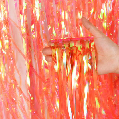 Neon Tassel Background Curtain Metal Wire Ribbon Party Decorations Colorful Rain Silk Curtain 1pc Bag-YauSpark