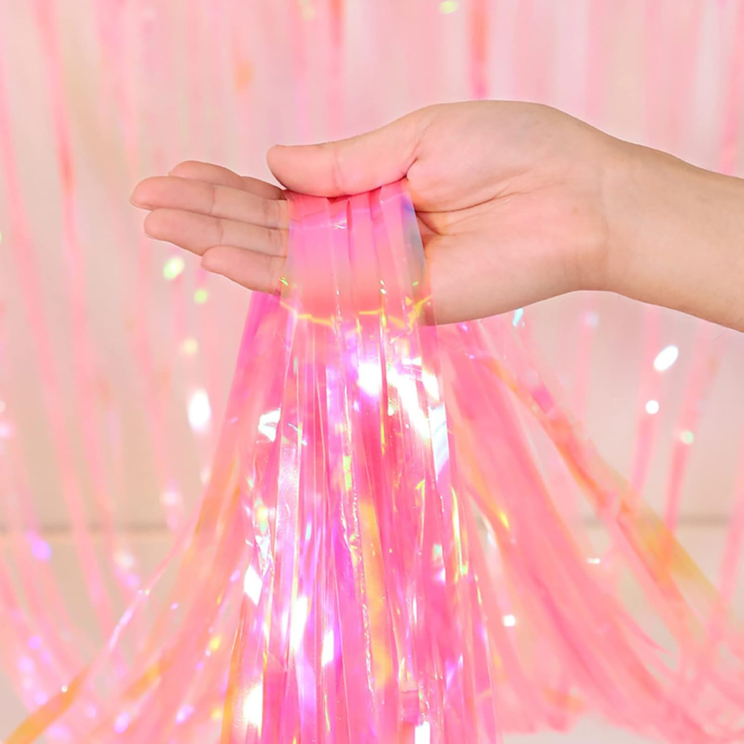 Neon Tassel Background Curtain Metal Wire Ribbon Party Decorations Colorful Rain Silk Curtain 1pc Bag-YauSpark