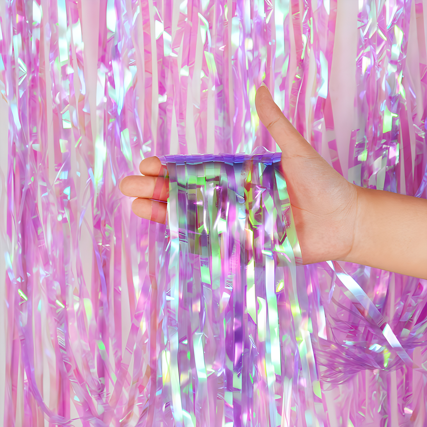 Neon Tassel Background Curtain Metal Wire Ribbon Party Decorations Colorful Rain Silk Curtain 1pc Bag-YauSpark