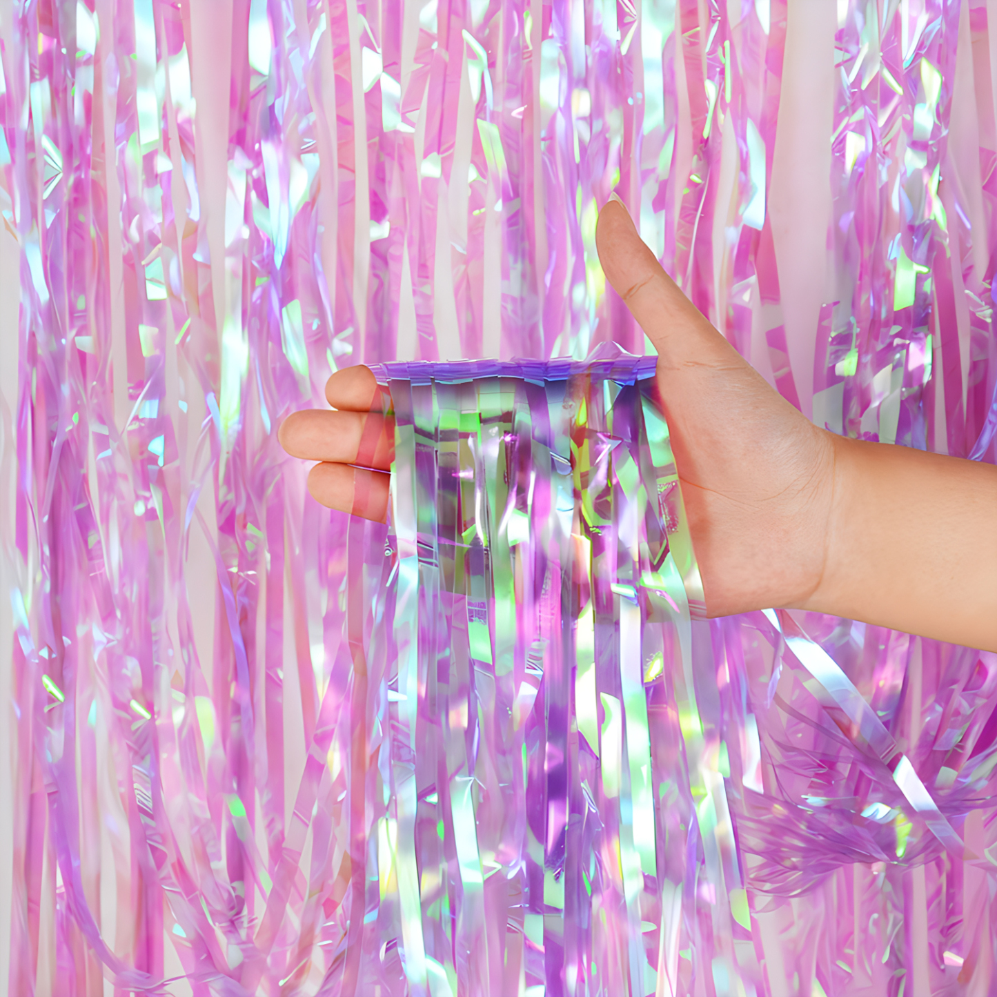 Neon Tassel Background Curtain Metal Wire Ribbon Party Decorations Colorful Rain Silk Curtain 1pc Bag-YauSpark