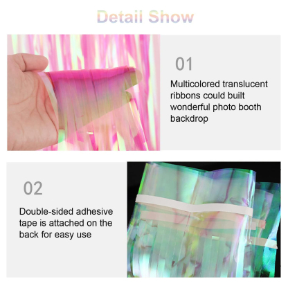 Neon Tassel Background Curtain Metal Wire Ribbon Party Decorations Colorful Rain Silk Curtain 1pc Bag-YauSpark