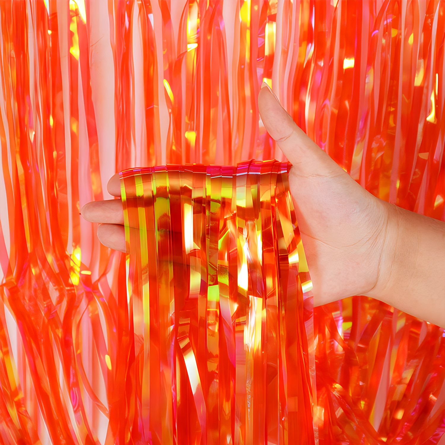 Neon Tassel Background Curtain Metal Wire Ribbon Party Decorations Colorful Rain Silk Curtain 1pc Bag-YauSpark