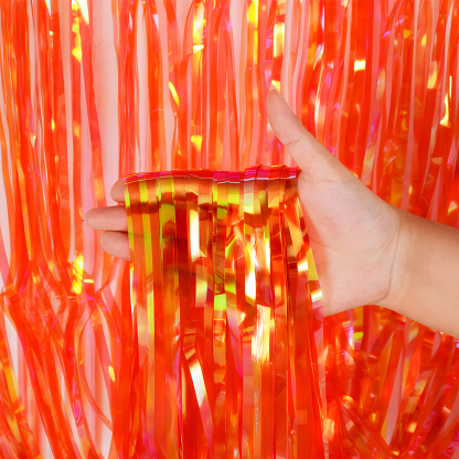 Neon Tassel Background Curtain Metal Wire Ribbon Party Decorations Colorful Rain Silk Curtain 1pc Bag-YauSpark