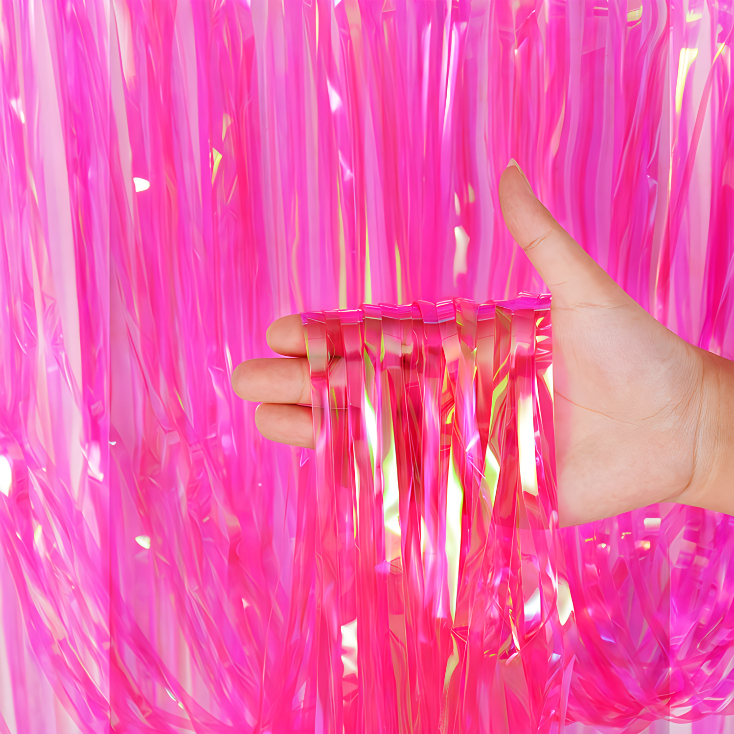 Neon Tassel Background Curtain Metal Wire Ribbon Party Decorations Colorful Rain Silk Curtain 1pc Bag-YauSpark