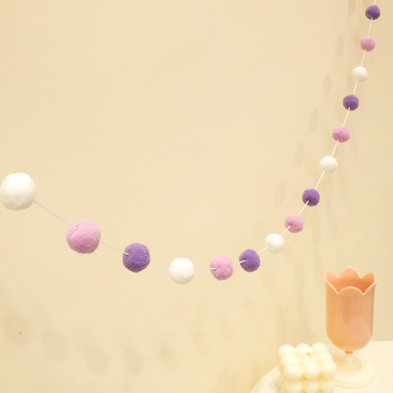 Felt Ball Banner Pompom Decoration Birthday Party Decoration Photograp