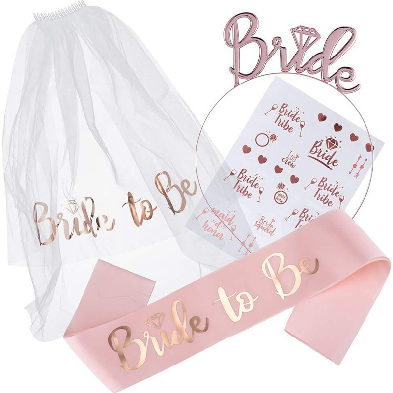 Gold Foil Bachelorette Party Veil Kit, 1ct