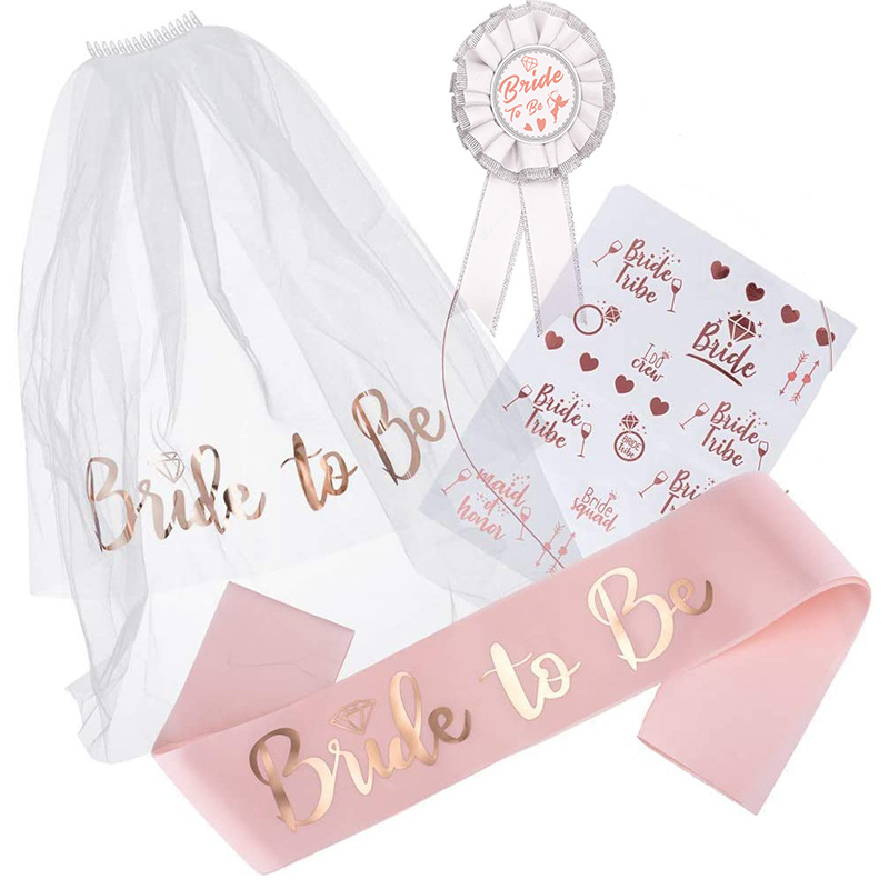 Gold Foil Bachelorette Party Veil Kit, 1ct