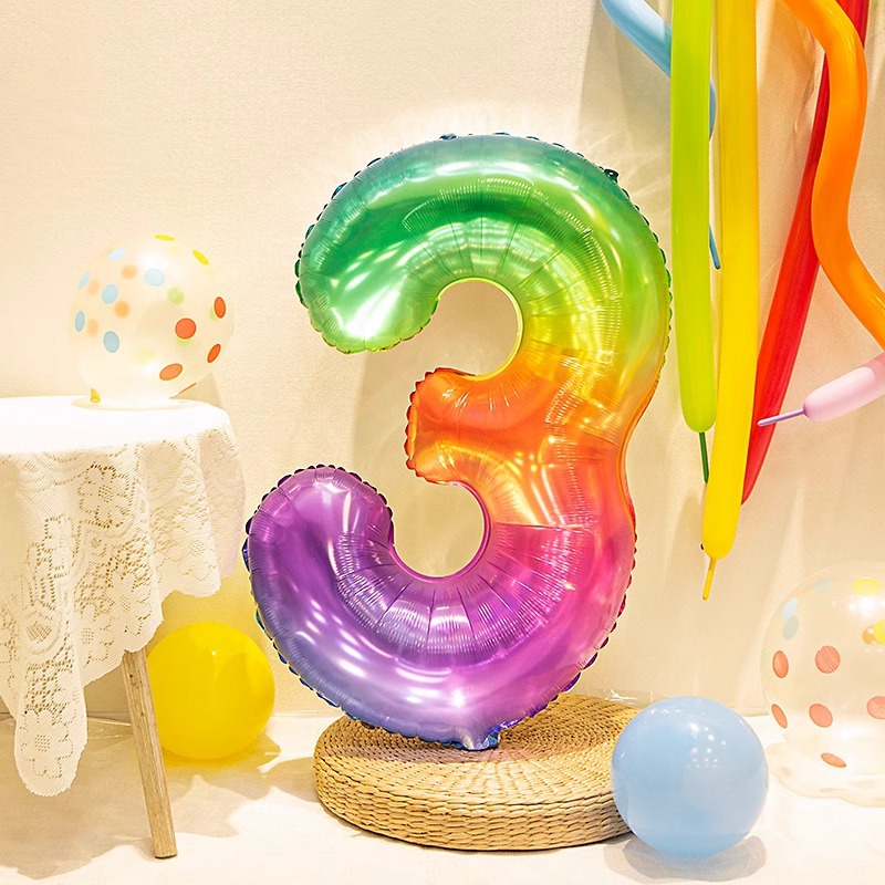 Giant Jelly Number Balloon Birthday Balloon Decoration Rainbow Balloon