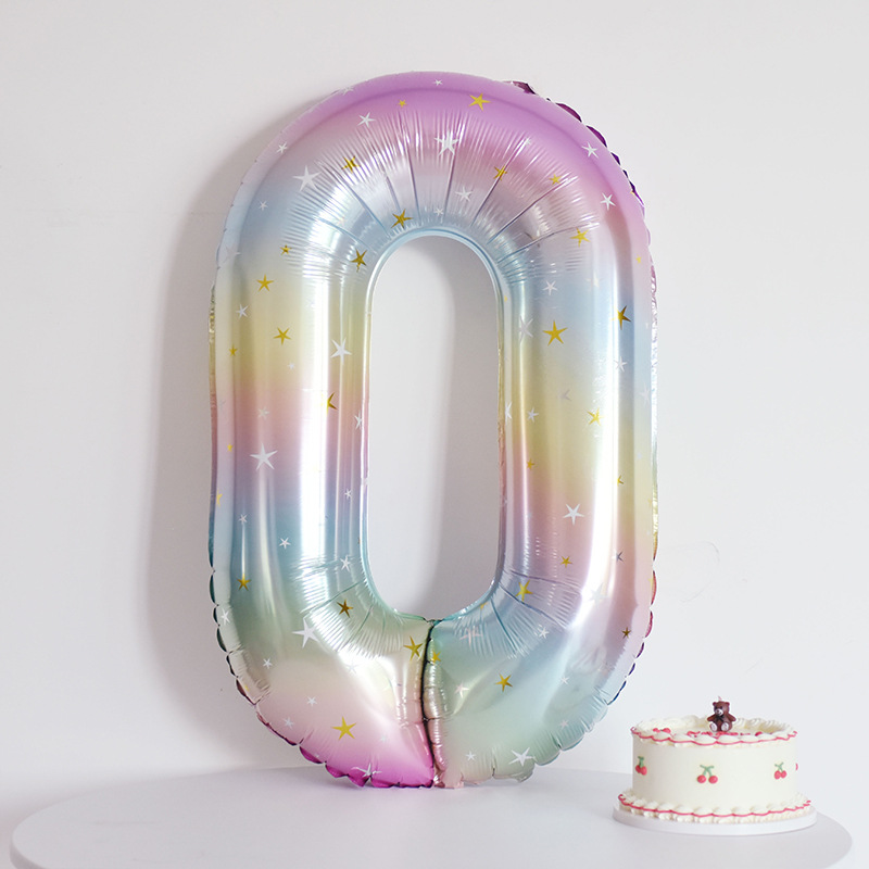 Star Rainbow Gradient Number Balloon Party Decoration Number Balloon