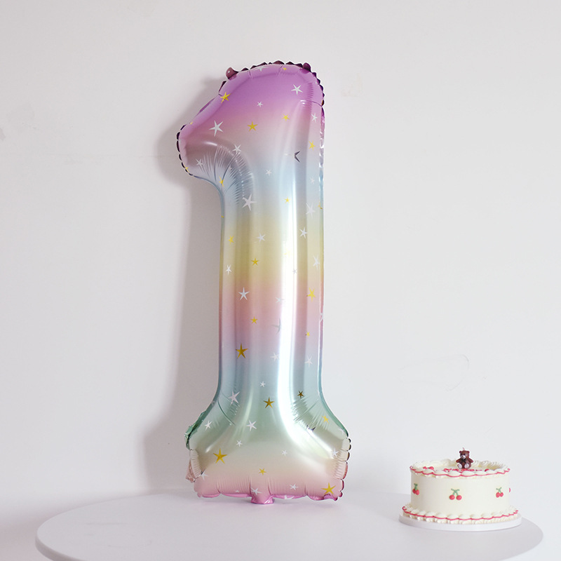 Star Rainbow Gradient Number Balloon Party Decoration Number Balloon