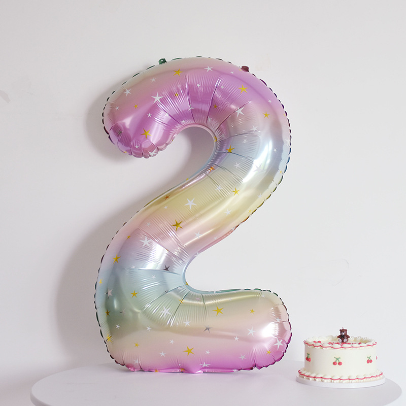 Star Rainbow Gradient Number Balloon Party Decoration Number Balloon