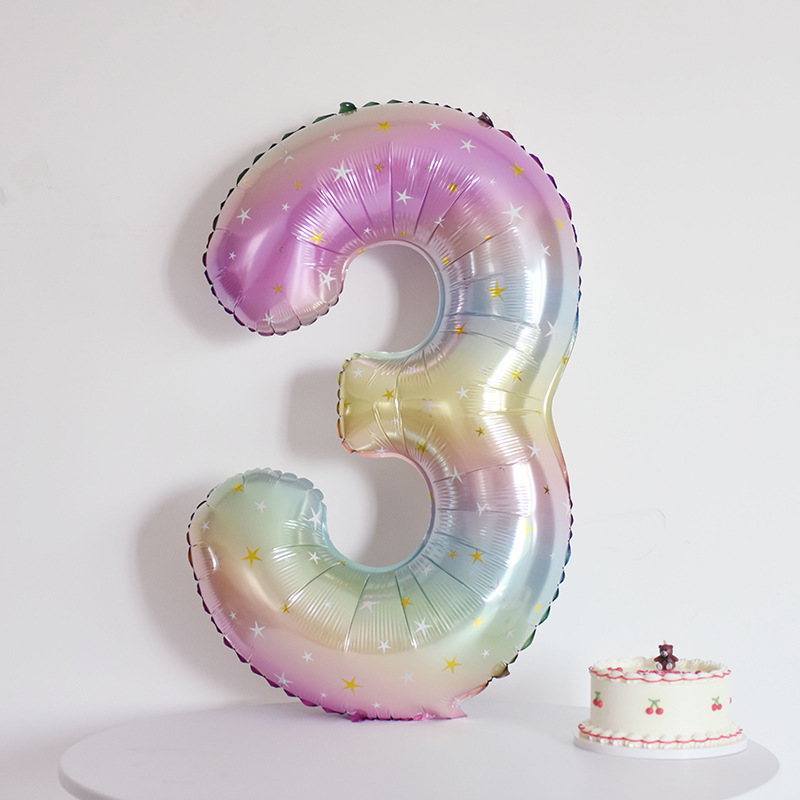 Star Rainbow Gradient Number Balloon Party Decoration Number Balloon