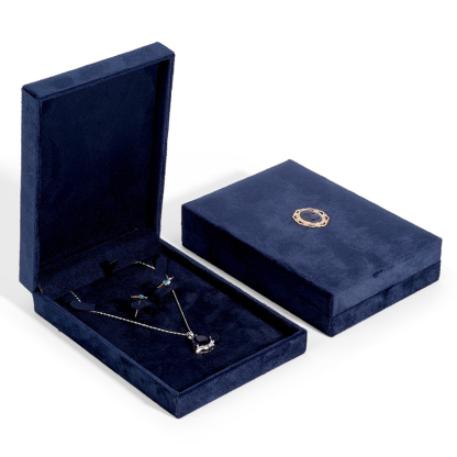Velvet Navy Blue Vintage Jewelry Box, 1ct