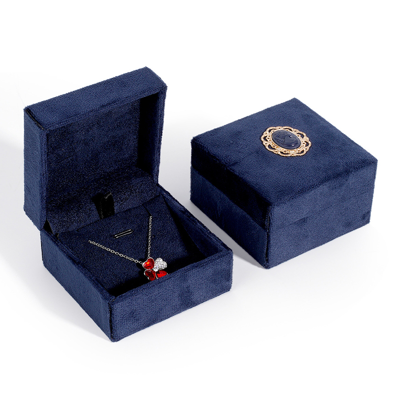 Velvet Navy Blue Vintage Jewelry Box, 1ct