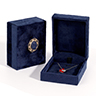 Velvet Navy Blue Vintage Jewelry Box, 1ct