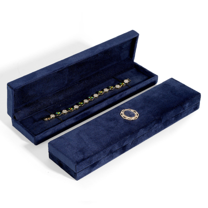 Velvet Navy Blue Vintage Jewelry Box, 1ct