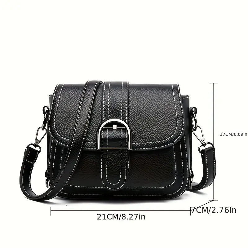 mini solid color crossbody bag womens buckle decor shoulder bag fashion flap purse for every day details 6