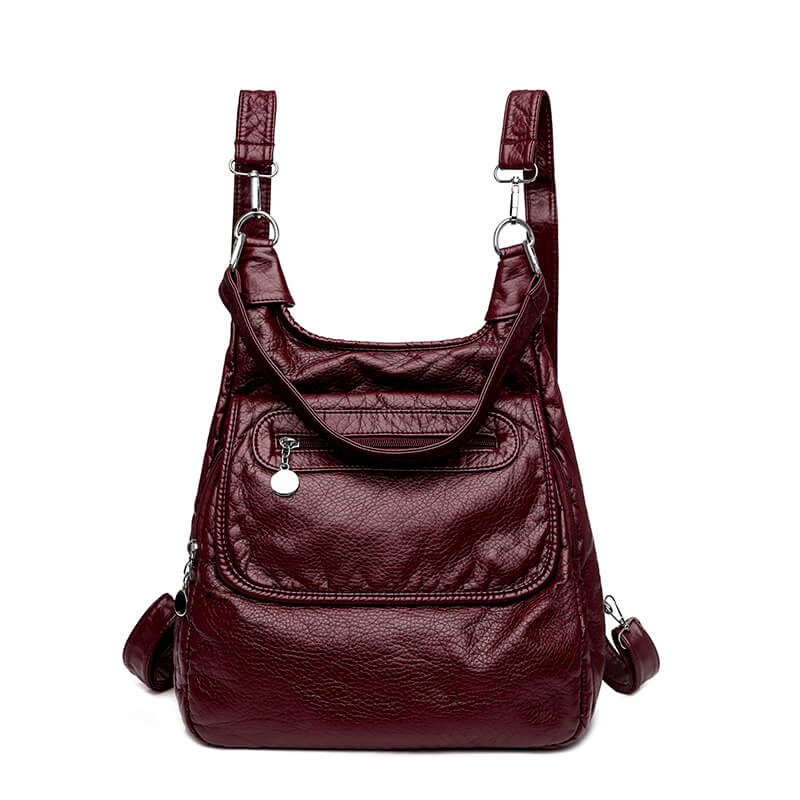 3 in 1 Soft Leather Handbag Boho Shoulder Bag Travel Backpack