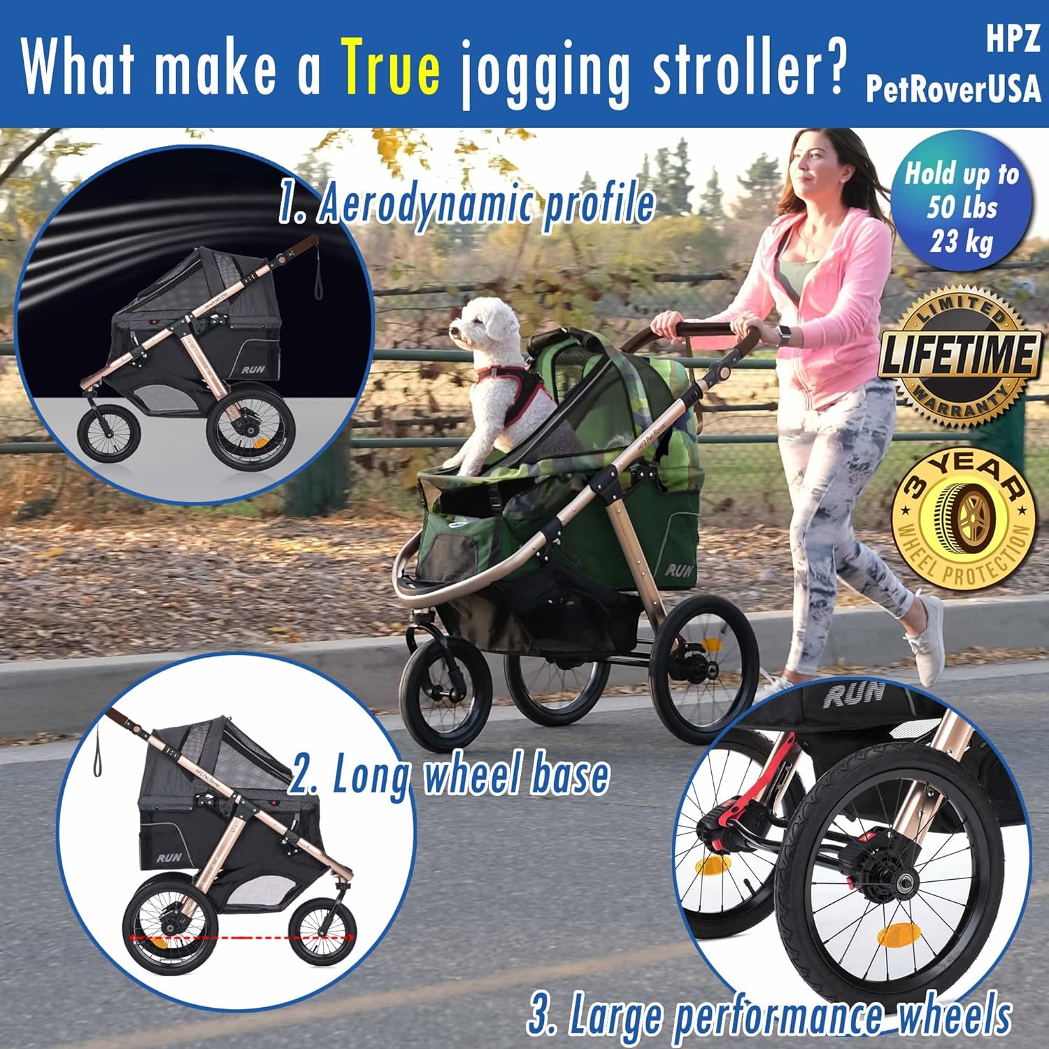 Jogging Sports Stroller with Comfort Rubber Wheels/ZipperLess Entry/1