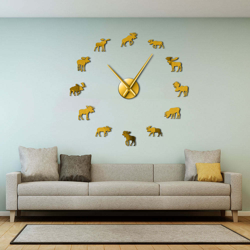 Wildlife Moose DIY Giant Wall Clock Moose Silhouette Decorative Framel