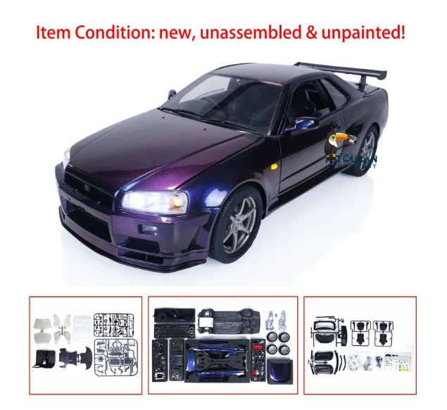 1/8 RC Racing Car for GTR R34 Remote Control Drifting Vehicle Model W/Differential Two-speeds
