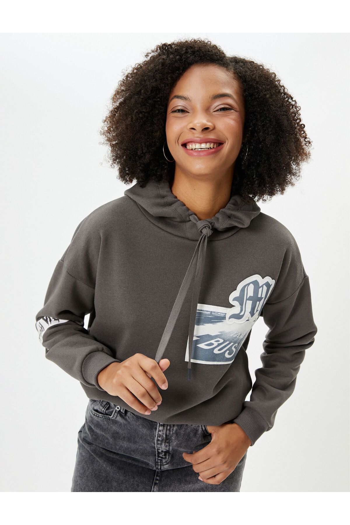 Hooded Sweatshirt With Back And Front Applique Detail