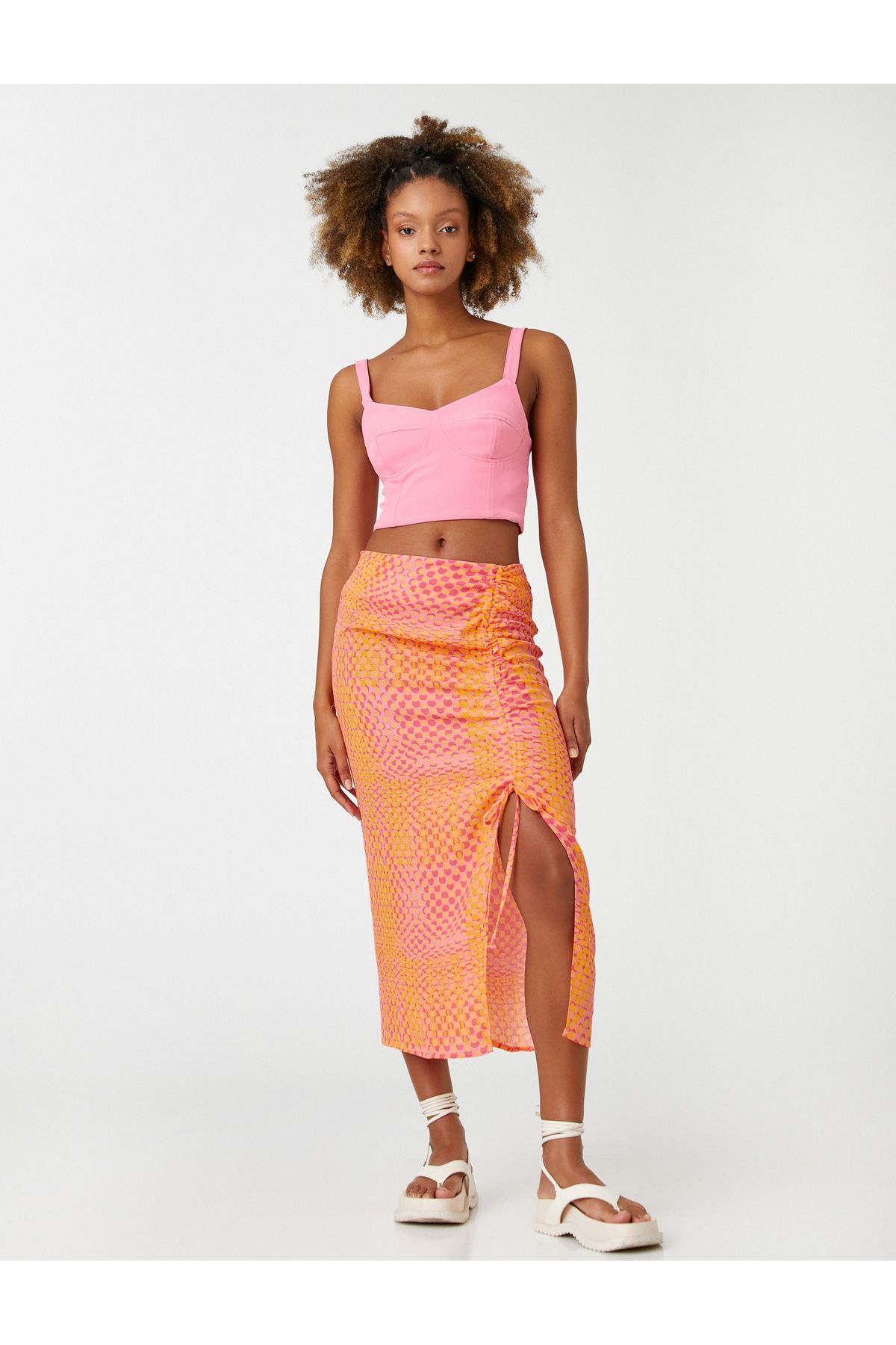 Midi Skirt Draped Patterned Tie Detail