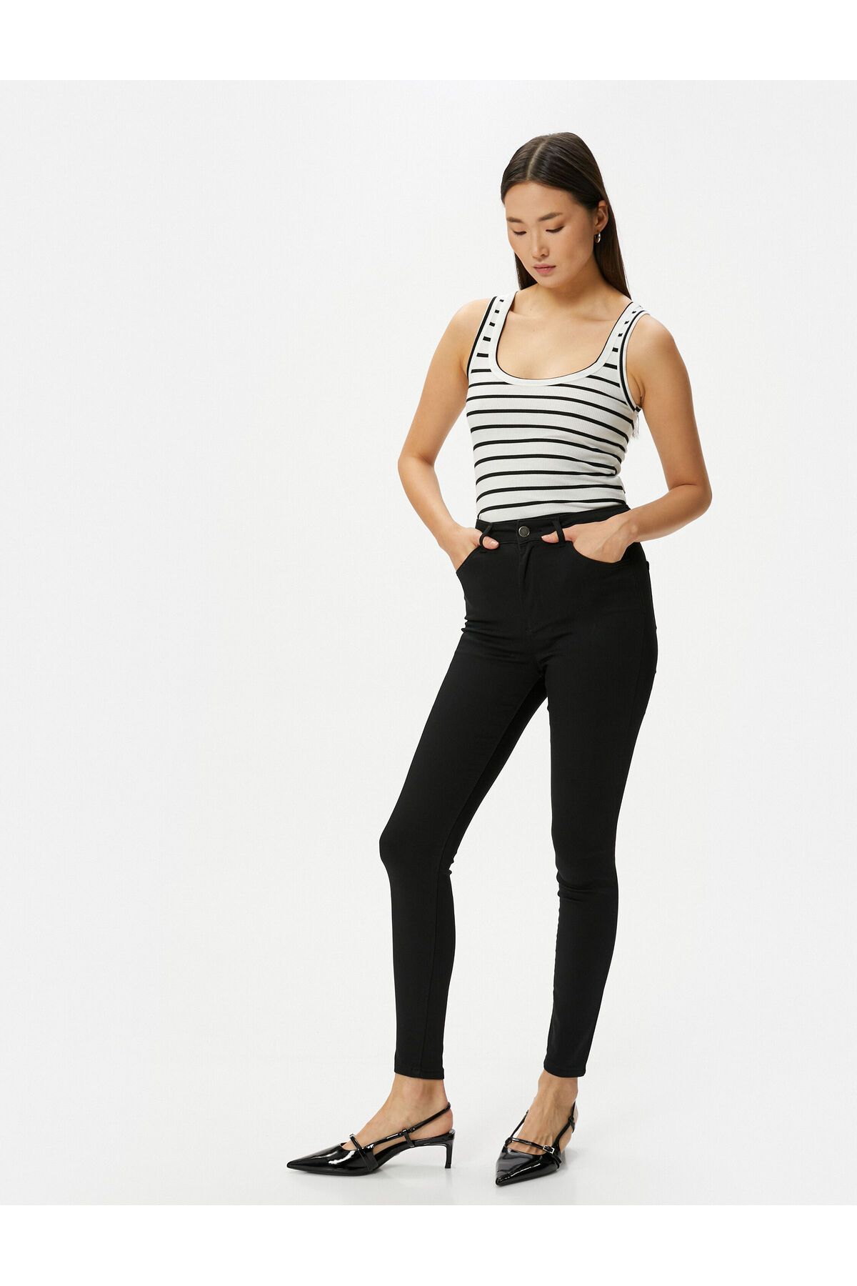 High fashion waisted compression jeans